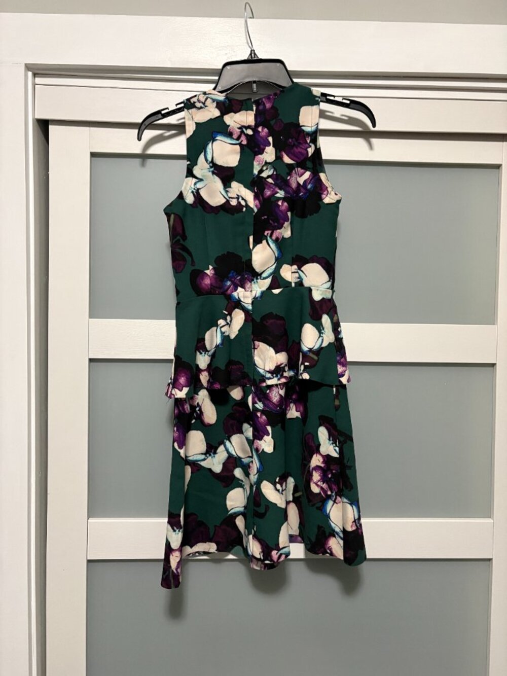 Banana Republic 00P 00 Petite Green Purple FLoral Mini Dress Sleeveless EUC - Picture 4 of 4